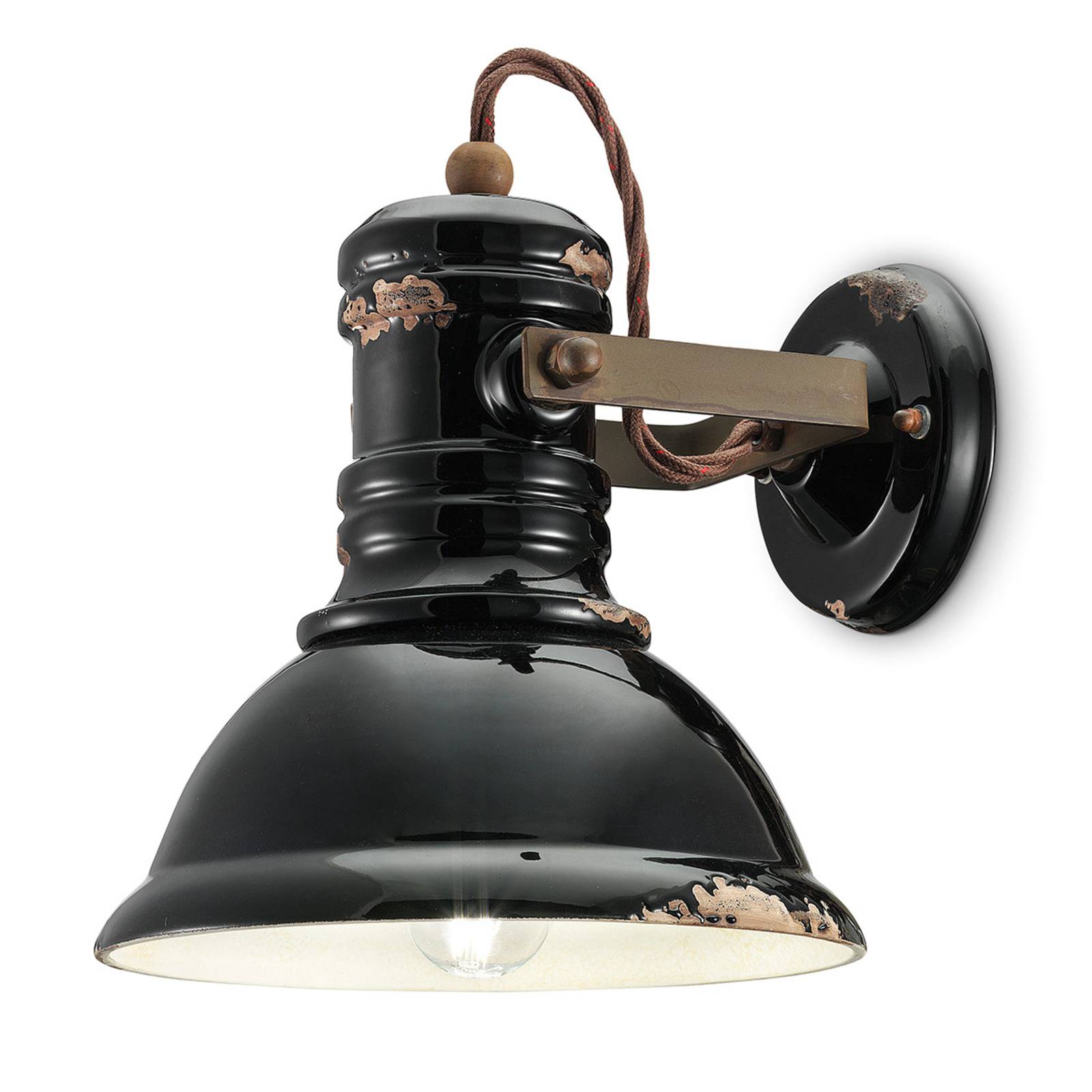 Ferroluce Keramické nástěnné svítidlo C1693 v černé barvě v industriálním stylu