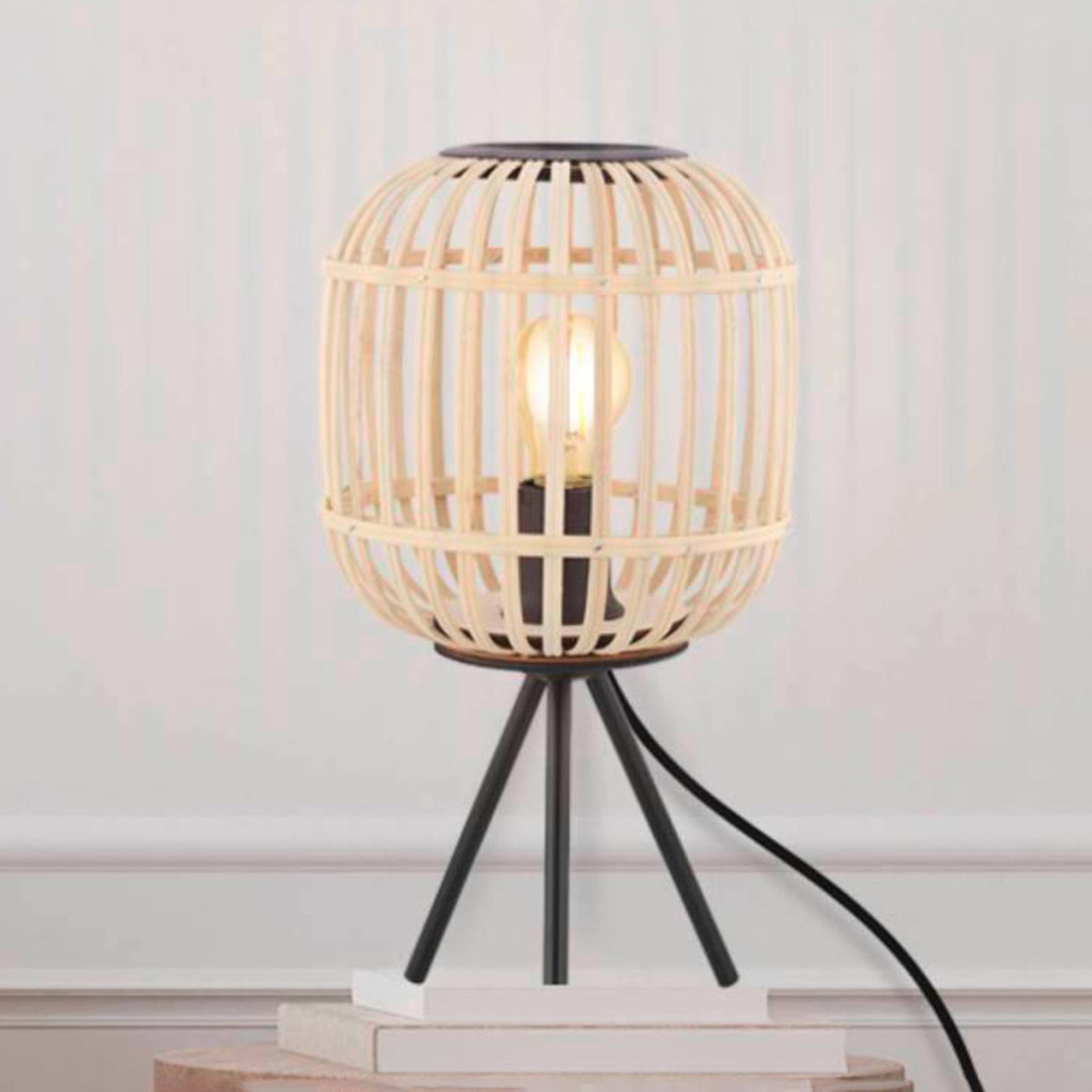 EGLO Bordesley stolní lampa s dřevěným stínidlem