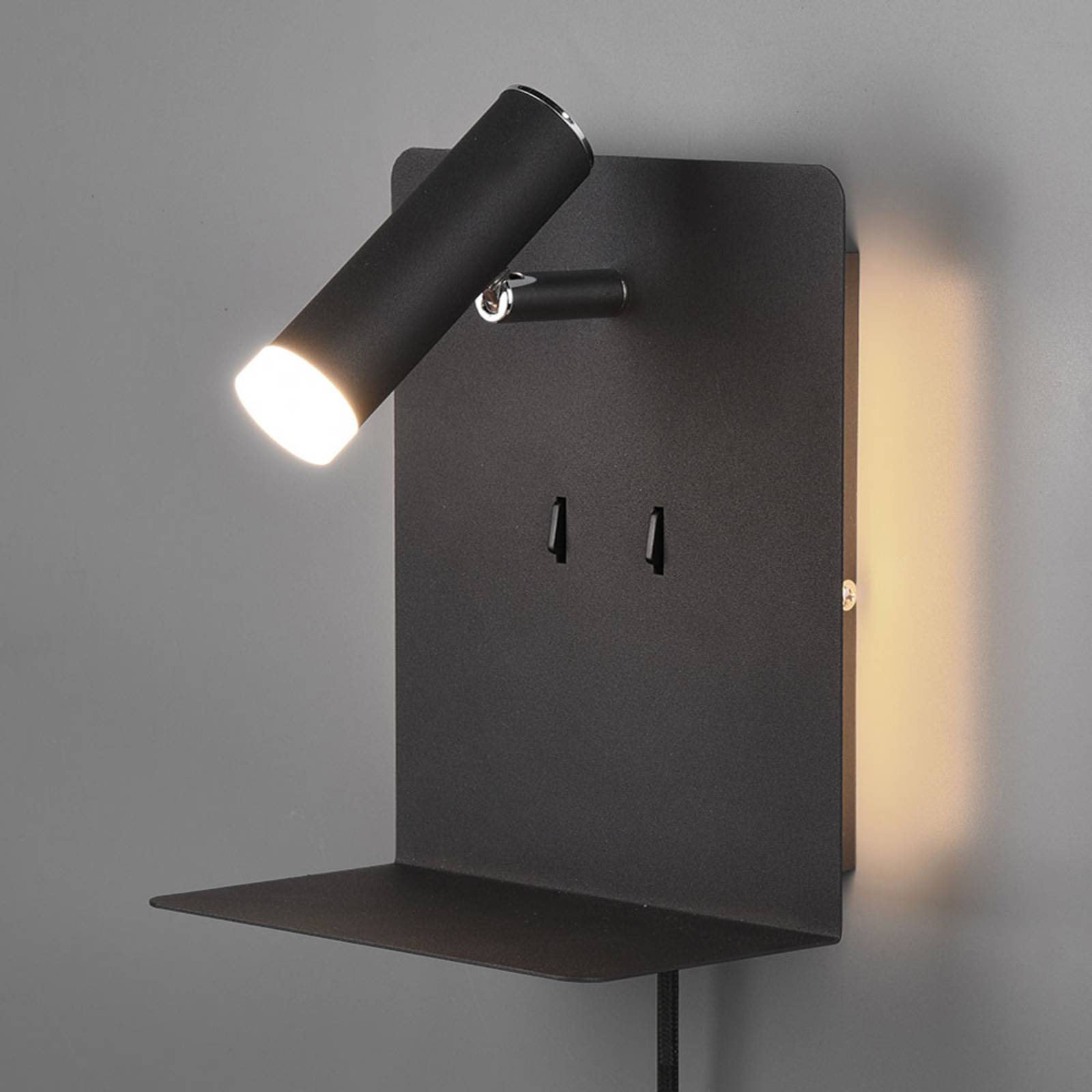 Trio Lighting LED nástěnné svítidlo Element s policí černá matná