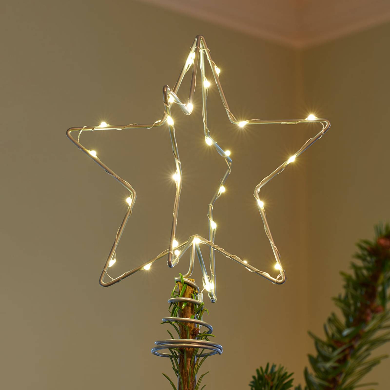 LED dekoratívne svetlo vianočné Top, strieborná