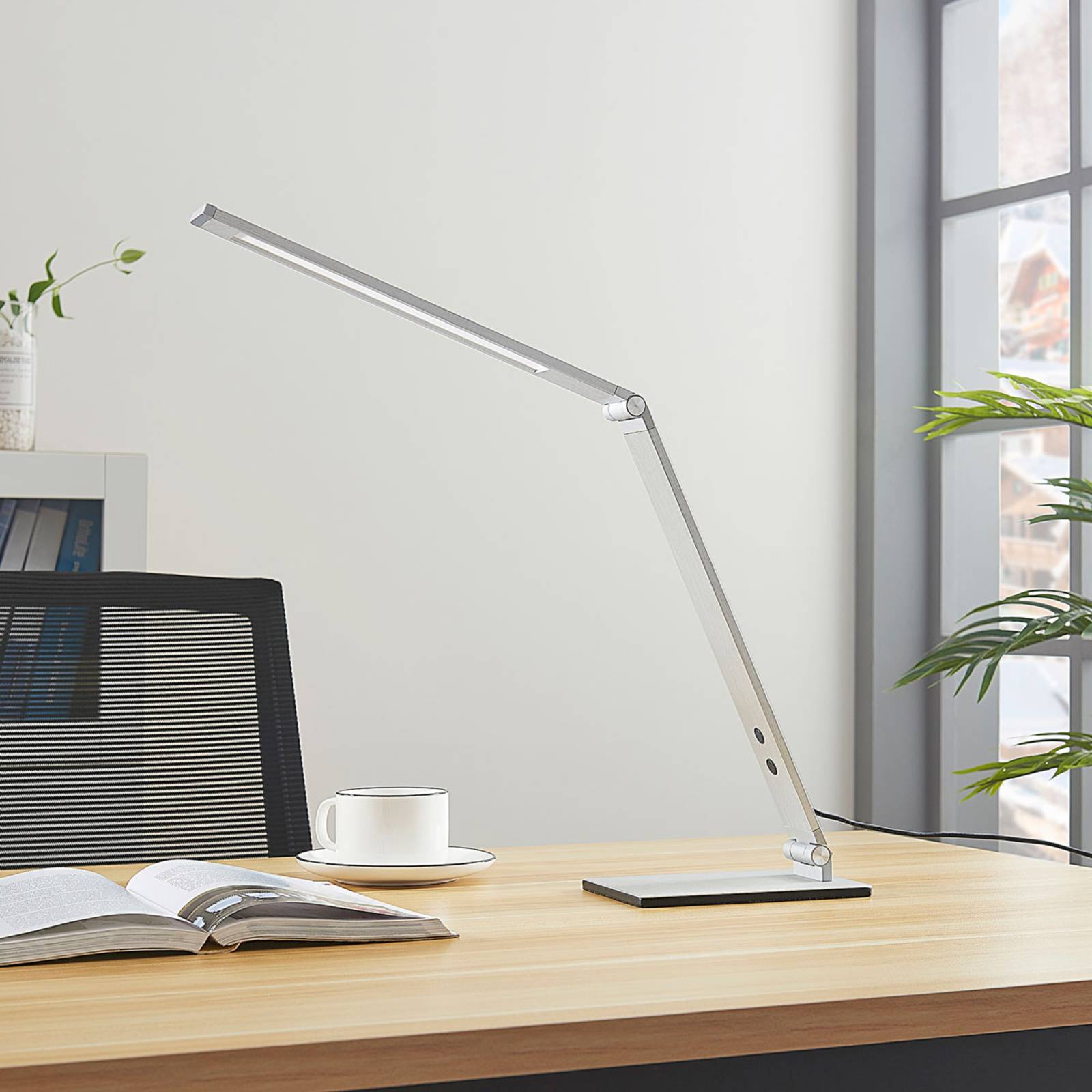 Lucande Hliníková stolní LED lampa Nicano se stmívačem