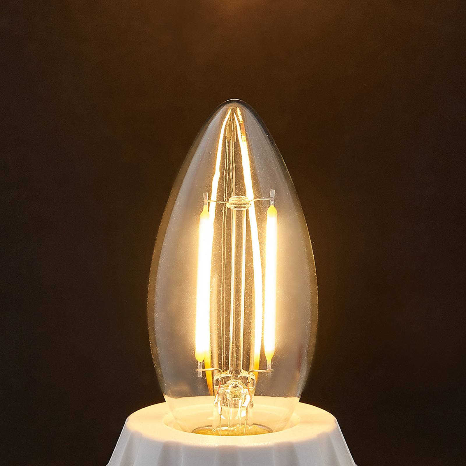 Lindby E14 LED žárovka svíčka Filament 2 W, čirá, 2 700 K