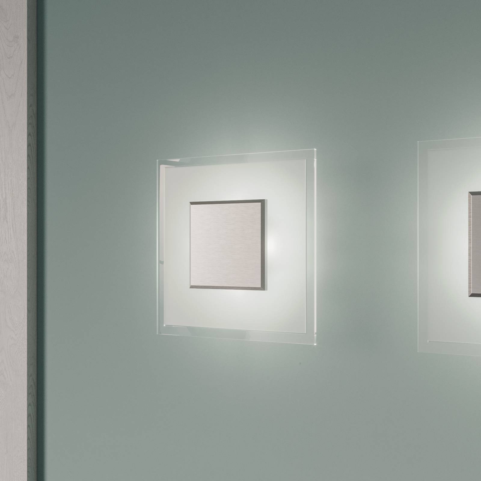 Quitani LED nástenné svietidlo Lole, sklo, matný hliník, 25 x 25 cm