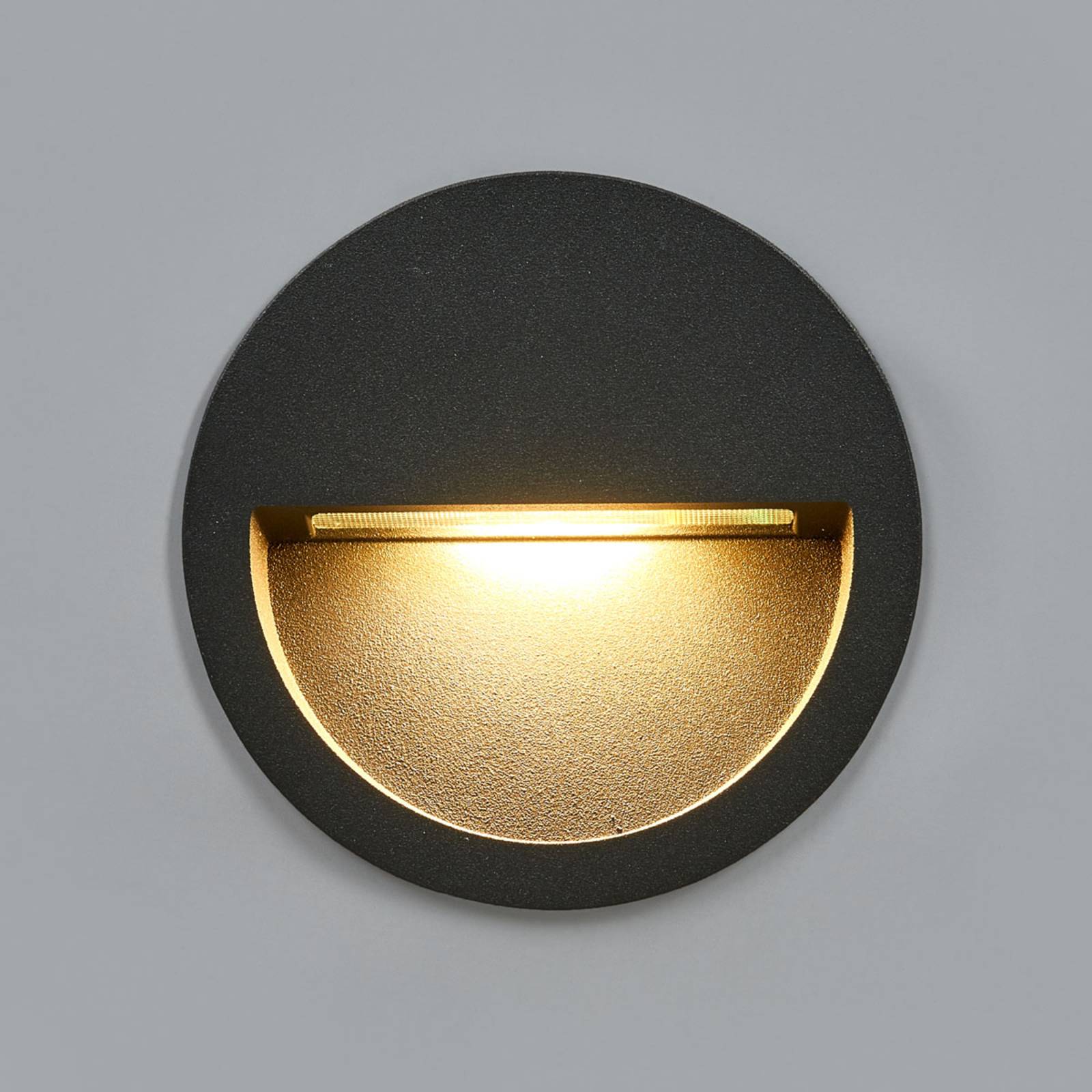 Lucande Lucande LED nástěnné svítidlo Loya, kulaté, tmavě šedé, venkovní