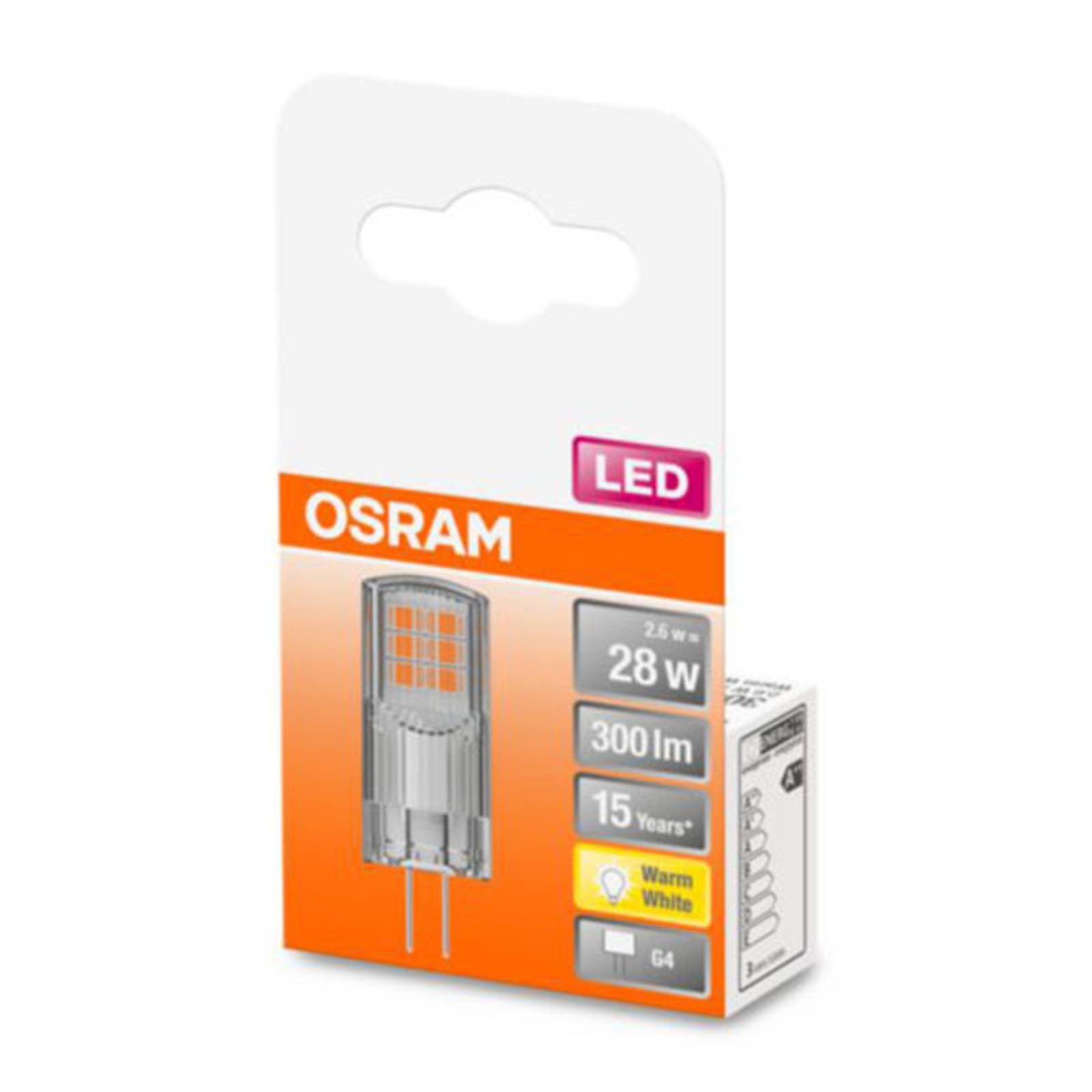 OSRAM Kolíčková LED žárovka OSRAM G4 2,6 W, teplá bílá, 300 lm