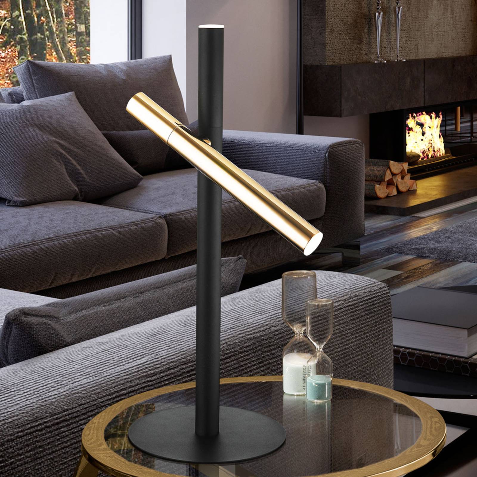 Schuller Valencia Stolní lampa LED Varas, černá/zlatá, dvousvětelná verze