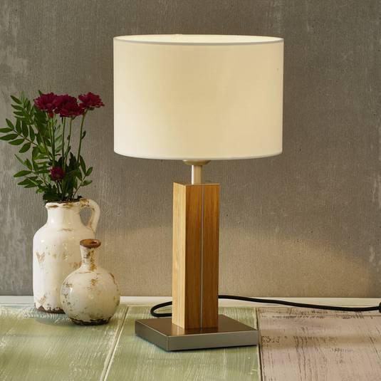 HerzBlut Dana Table Lamp With Wooden Base Oak Lights Co Uk