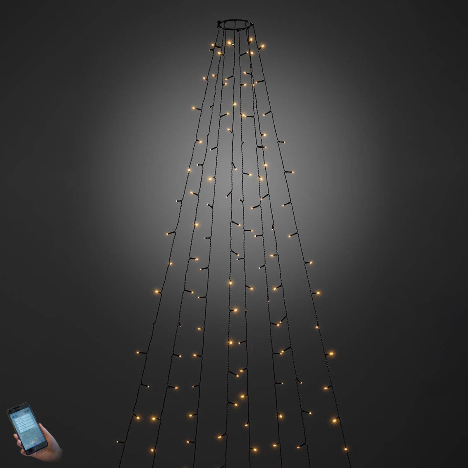 Aplikáciou ovládaný vonkajší LED plášť stromu 240-flg.