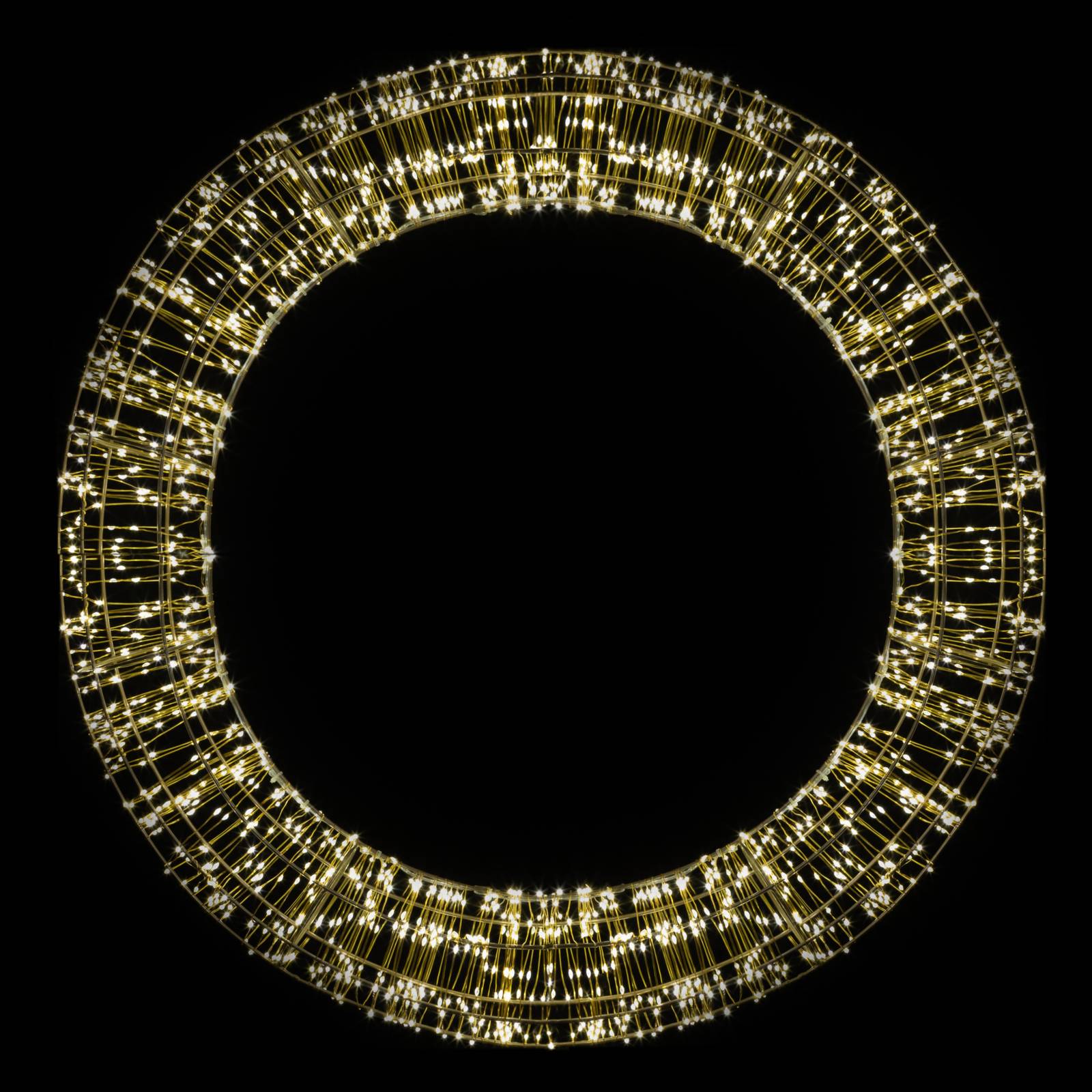 LED vianočný veniec, zlatý, 2 000 LED diód, Ø 75 cm