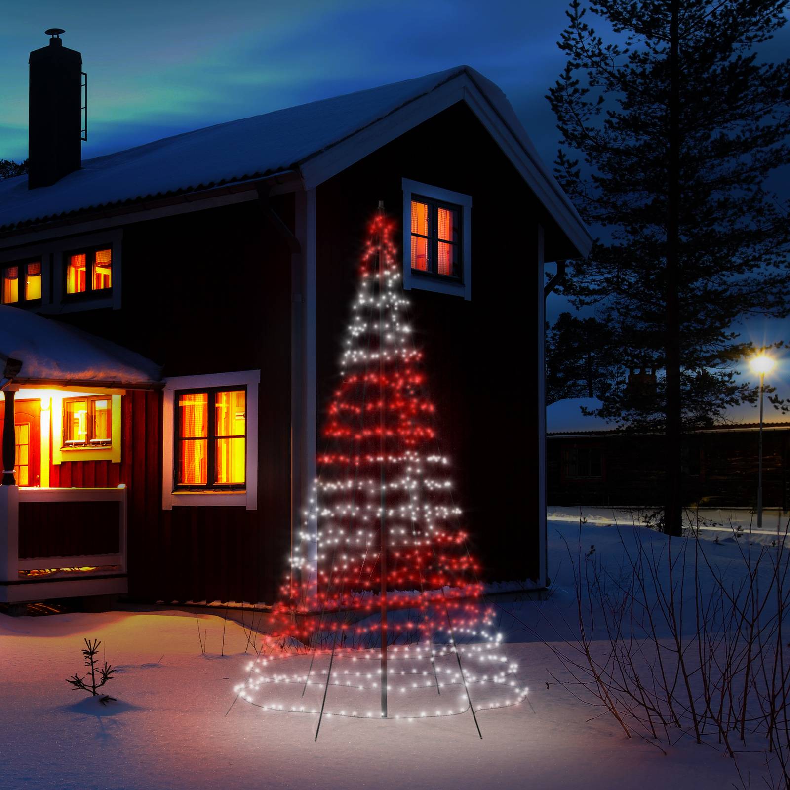 twinkly Třpytivý světelný strom pro venkovní použití, RGBW, výška 400 cm
