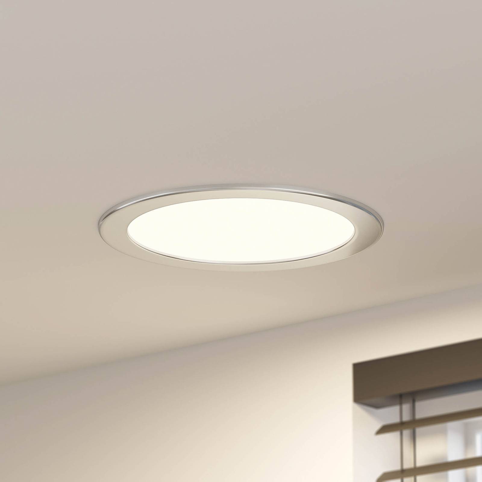 Prios LED vstavané svietidlo Cadance, strieborné, 24 cm, stmievateľné