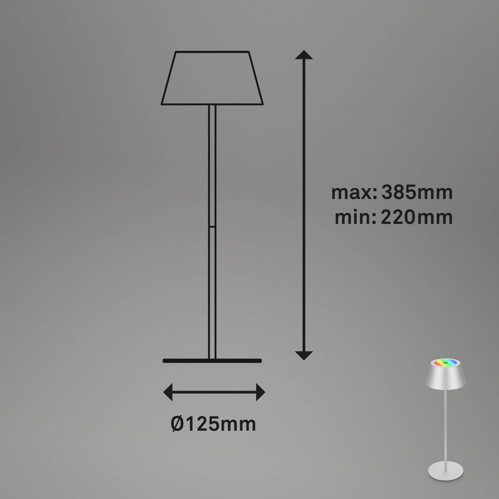 Briloner Stolní lampa LED Kiki s dobíjecí baterií RGBW, matný chrom