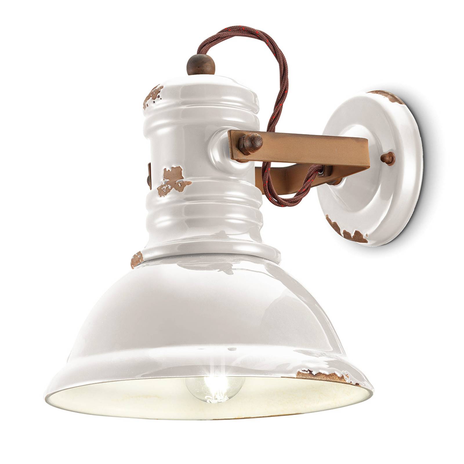 Ferroluce Keramická nástěnná lampa C1693 v bílém industriálním stylu