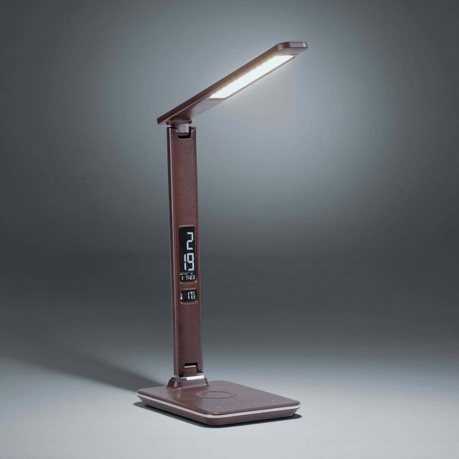 Paul Neuhaus LED stolní lampa Adriano, CCT, stmívatelná, hnědá