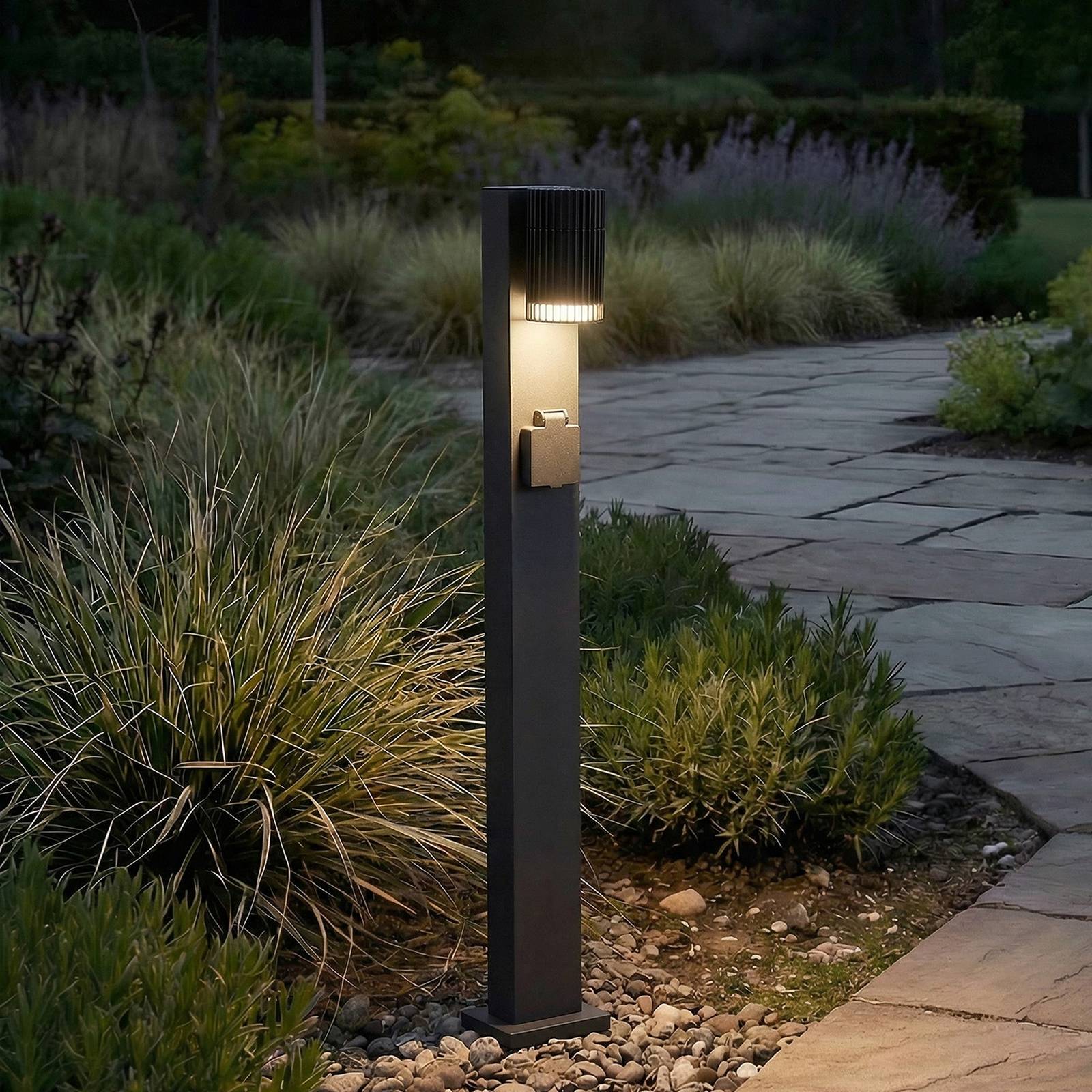 Tuinpadverlichting - modern - zwart - Aluminium - buitenlamp - dimbaar - Lindby Enerio
