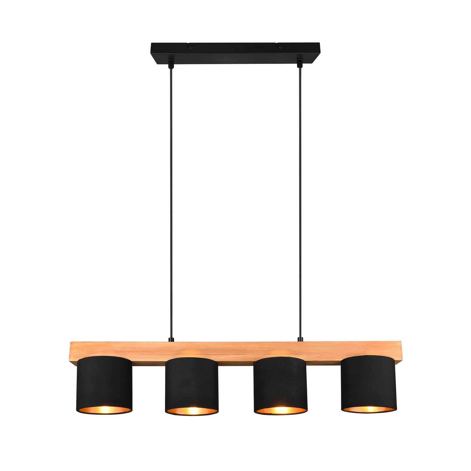 Reality Leuchten Lampă pendul Cameron 4 becuri negru - Camera de zi / sufragerie - modern - lemn deschis la culoare negru