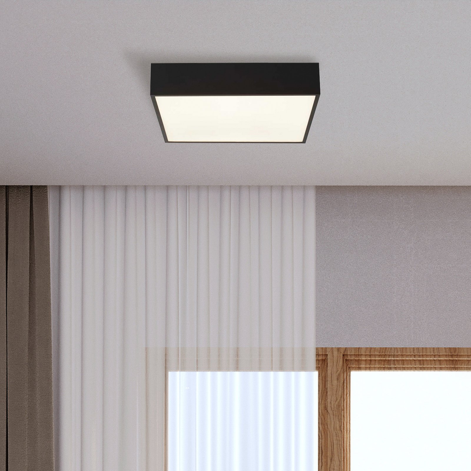 LED badkamer plafondlamp Zeus, zwart, lengte 30 cm, metaal