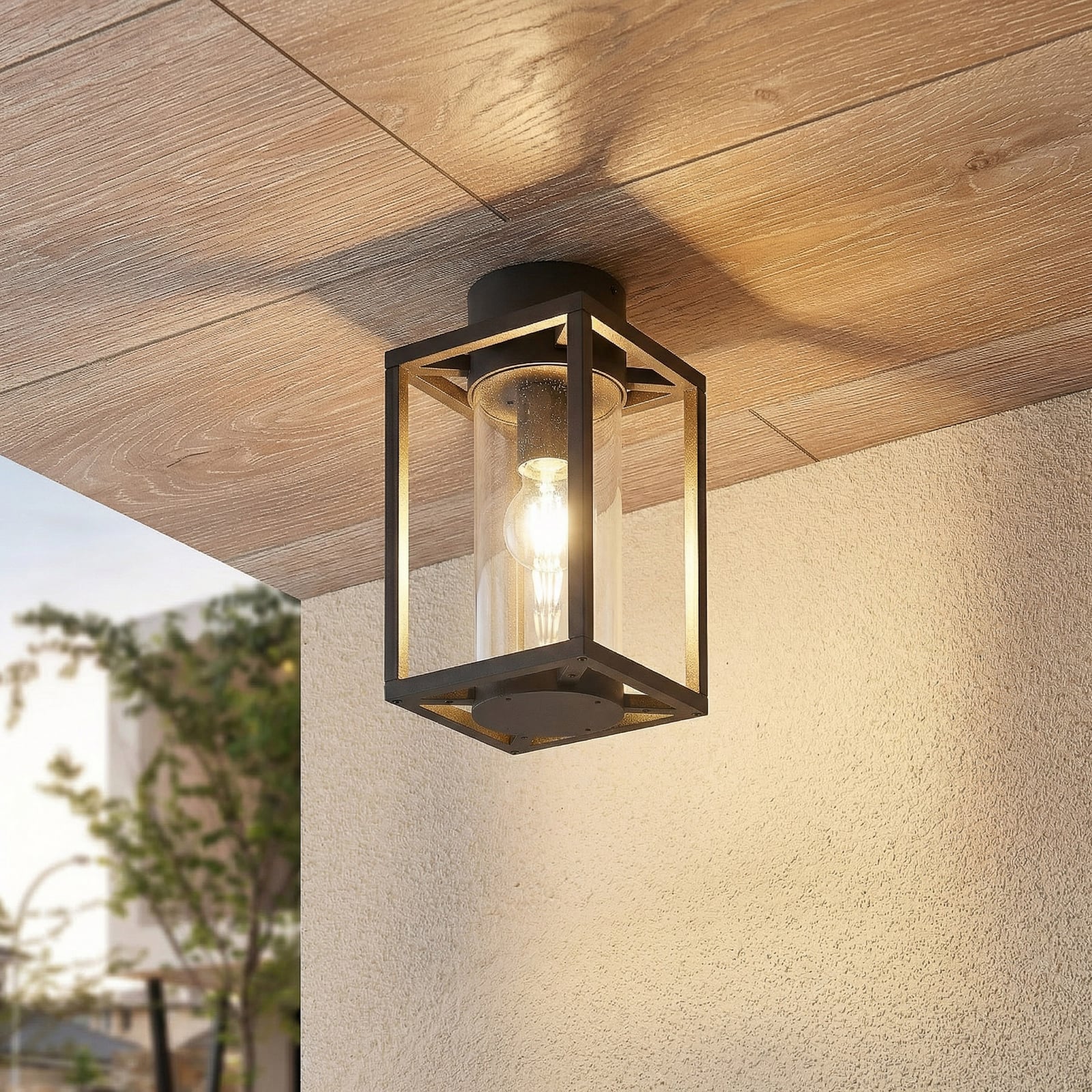 Lucande, plafón para exterior Ferda, 29 cm, antracita, IP44