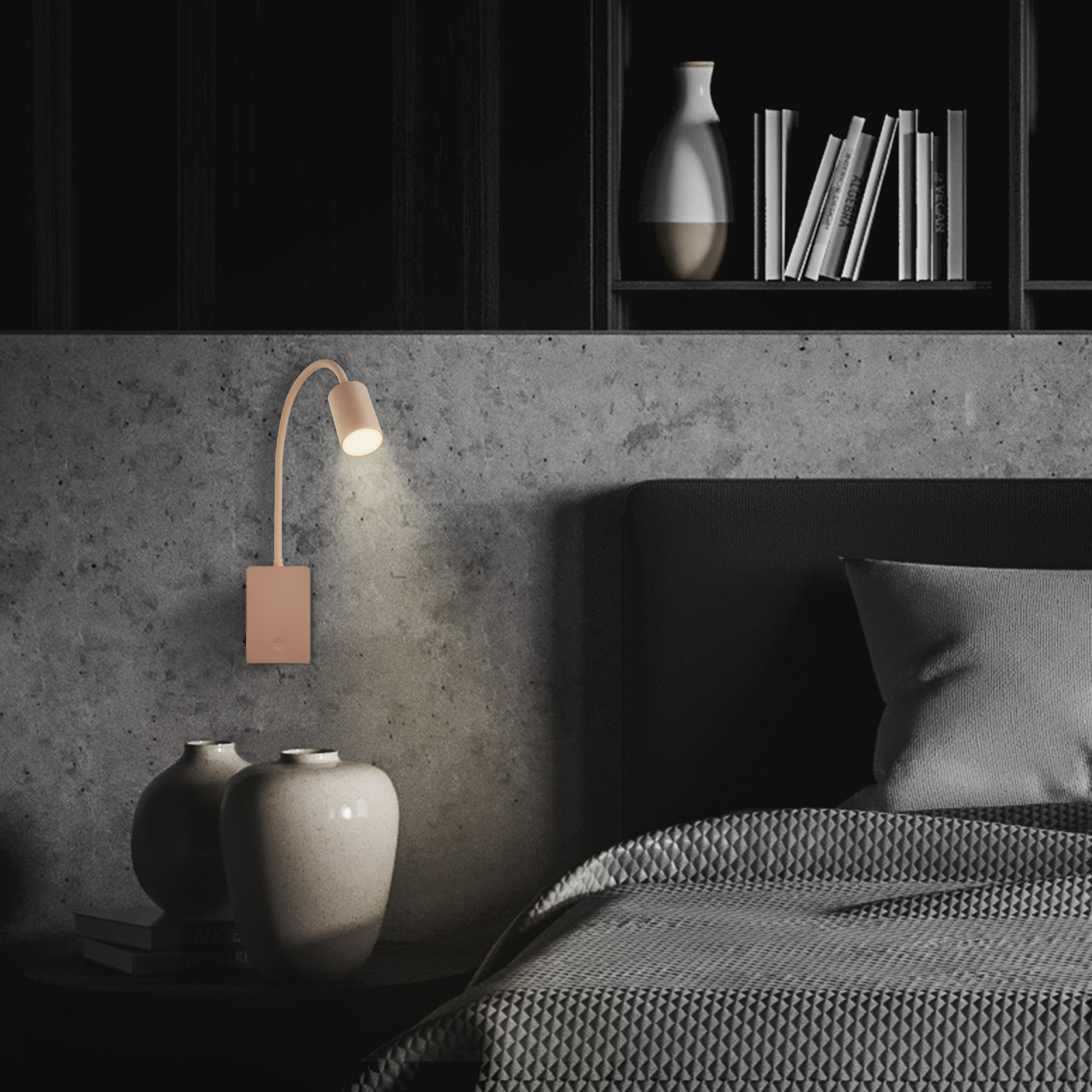 LED-läslampa med batteri Brilo unplugged Smooth, beige, med dimmer LED-läslampa med batteri Brilo unplugged Smooth, beige, med dimmer