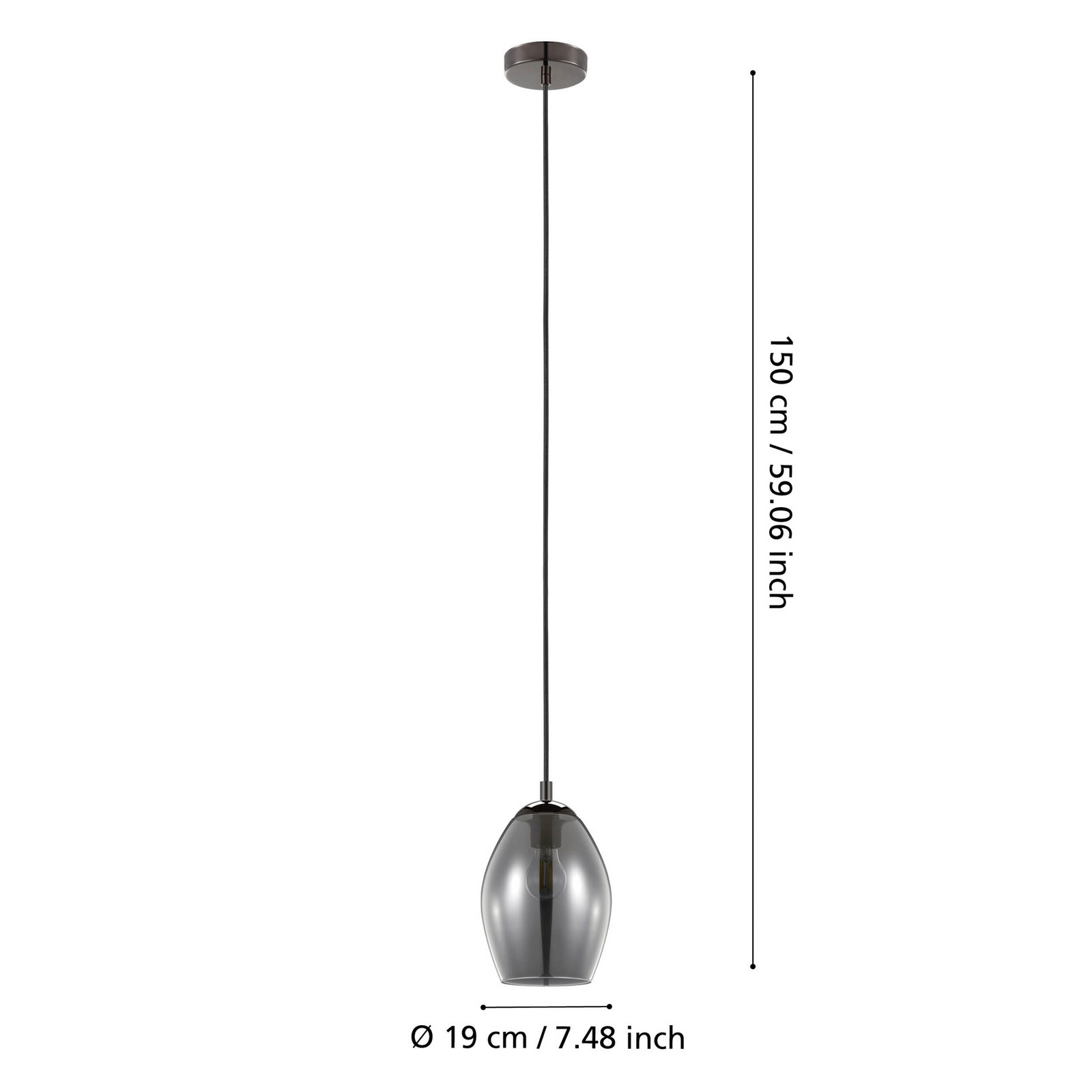 EGLO Stars Of Light Lampă suspendată Estanys negru 1 bec - Camera de zi / sufragerie - negru negru-transparent - Sticlă