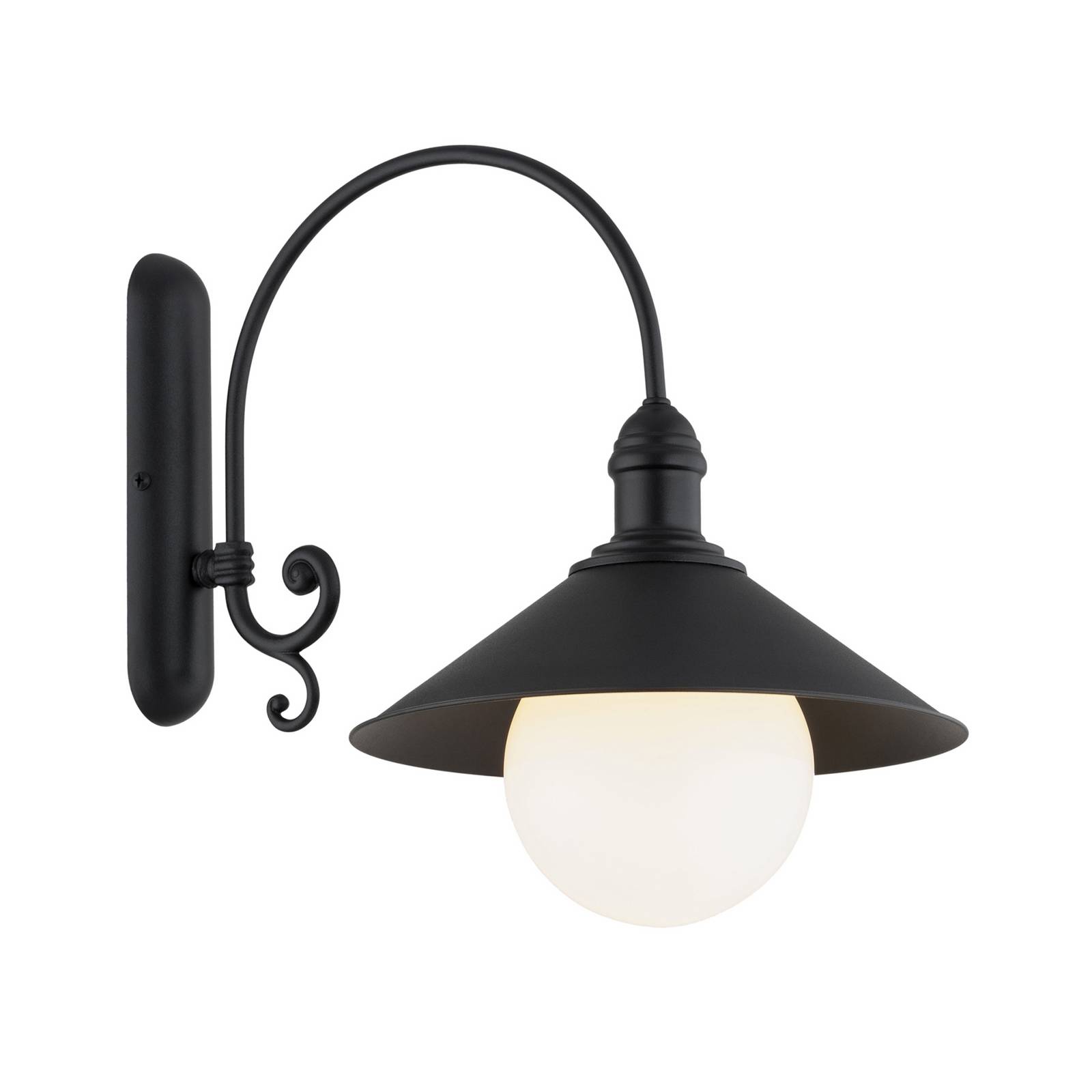 Außenwandleuchte Enduro, schwarz, Stahl, Glas, IP44, E27