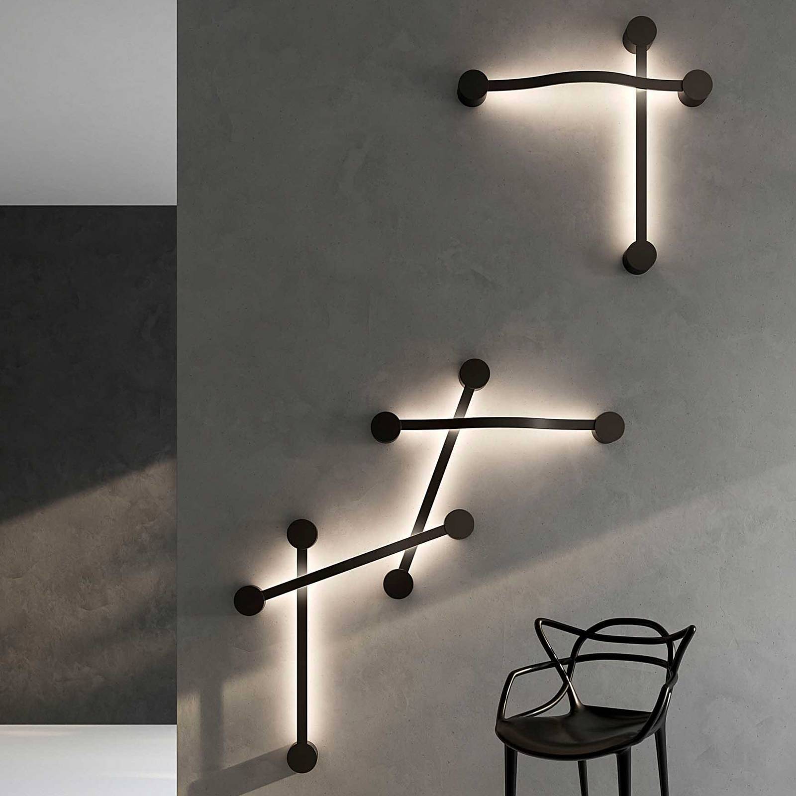 OLEV Kinkiet LED Segmento, czarny, metal, 85 cm, 2700 K