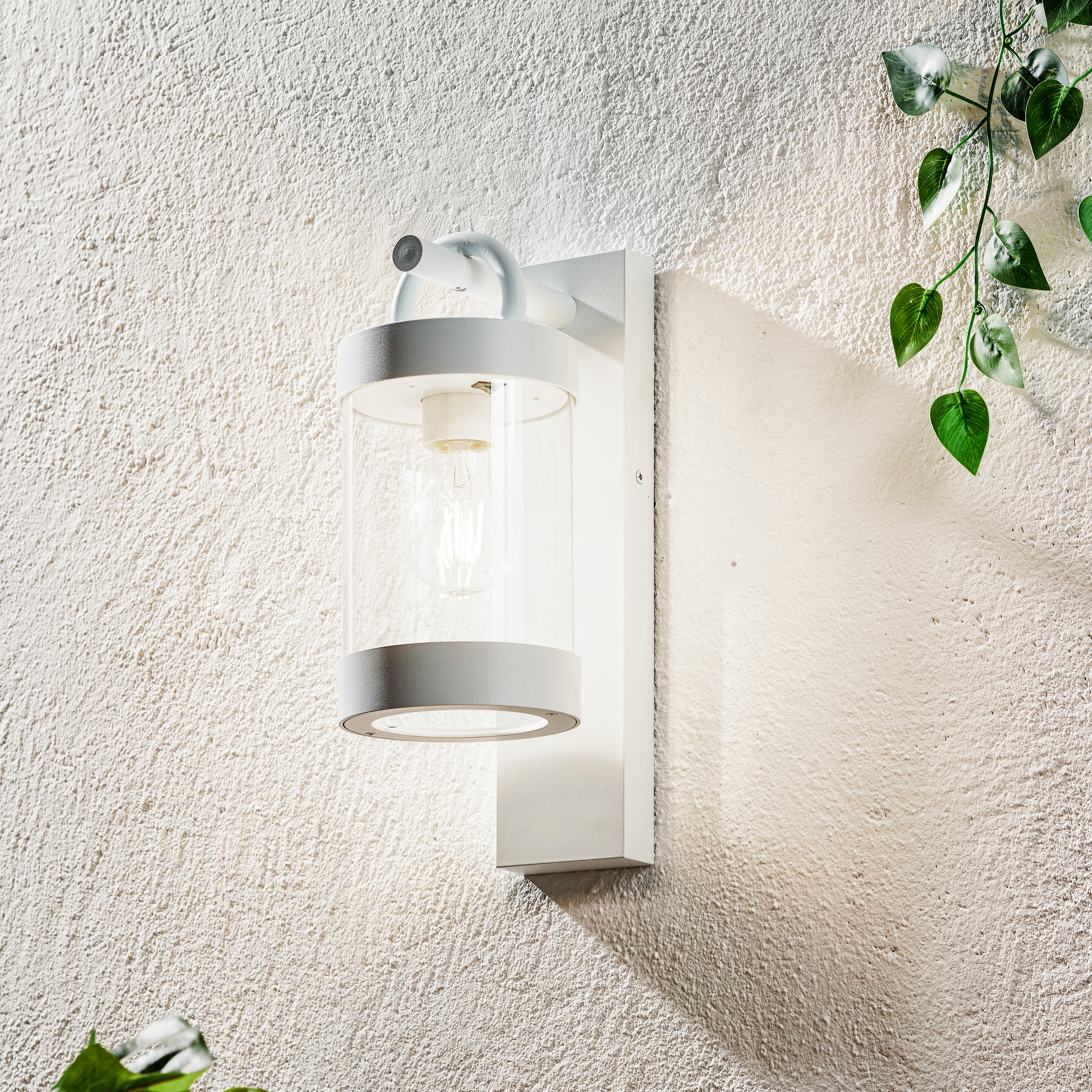 Außenwandlampe Sambesi, Dämmerungssensor, weiß