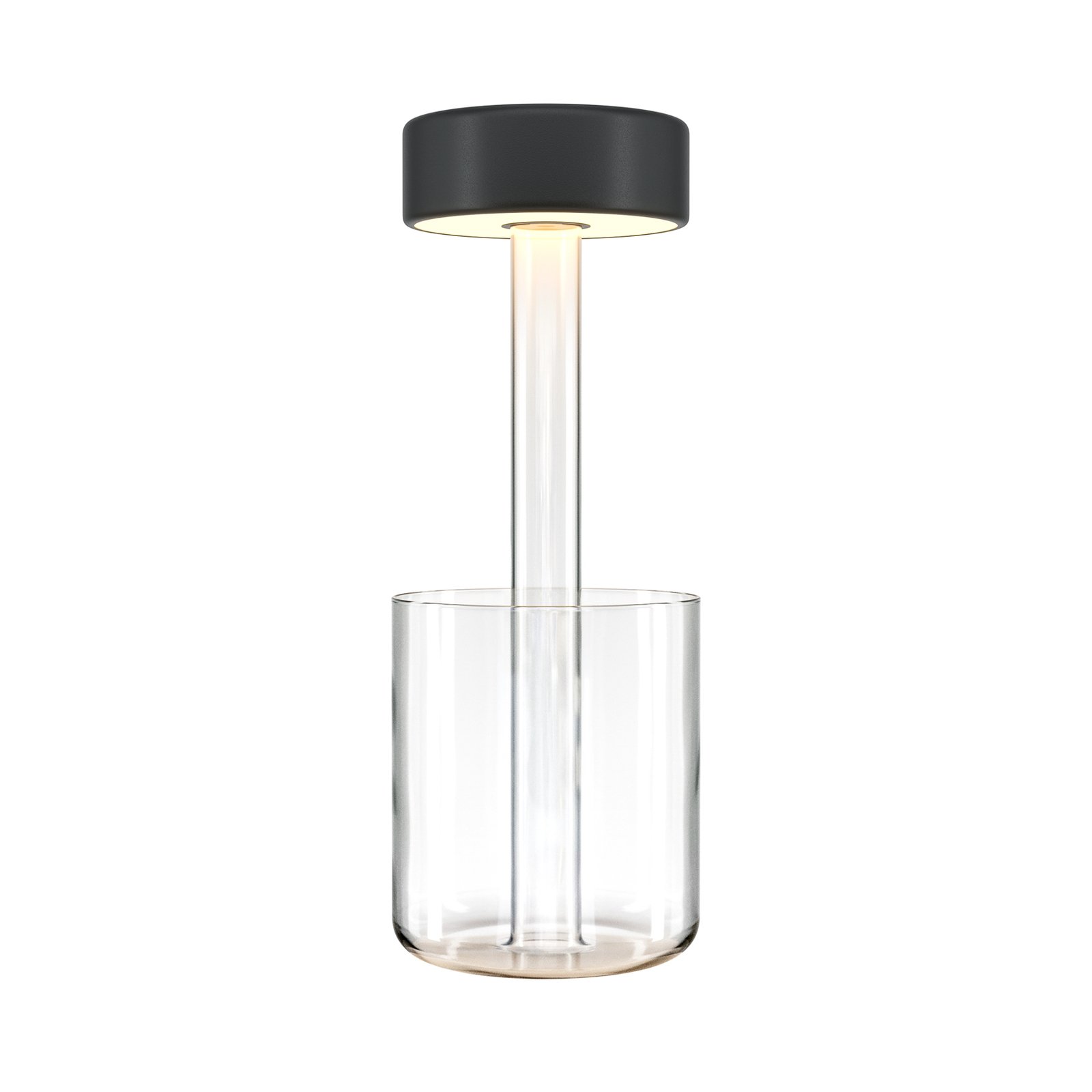 Maytoni LED oppladbar bordlampe AI Collaboration, glass, svart