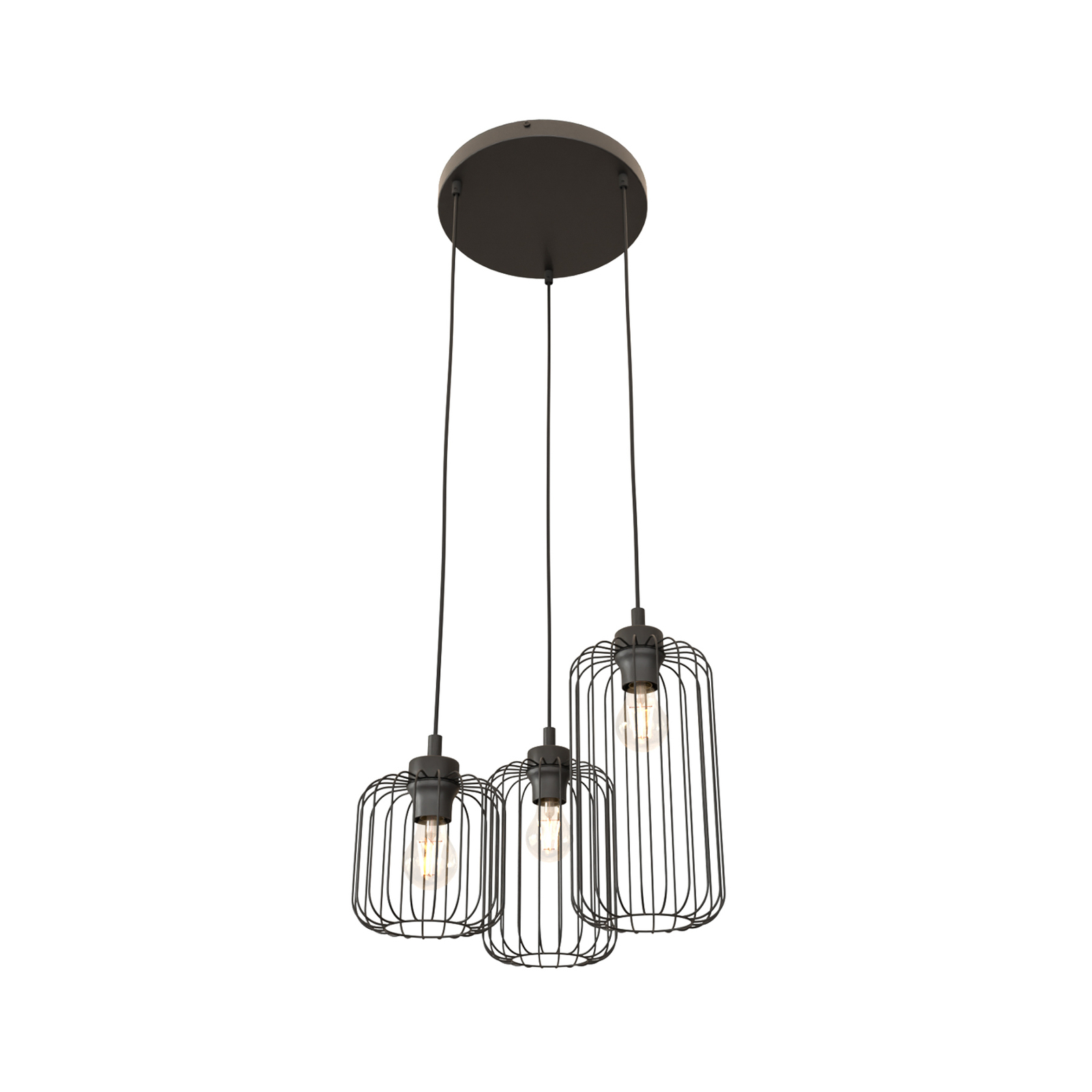 Vander pendant light, 3-bulb, Ø 30 cm, black, metal, E27