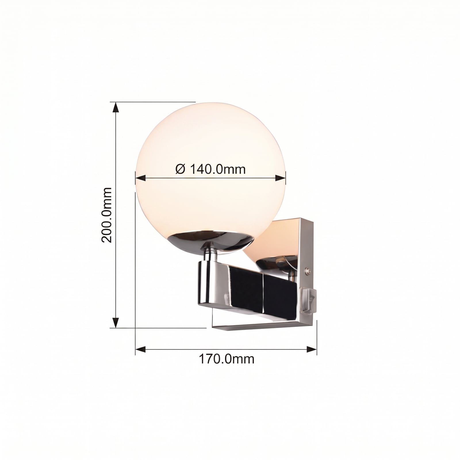 Applique Kula salle de bain verre IP44 chromée