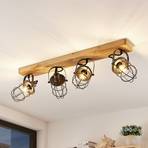 Lindby Serima plafondlamp met hout, 4-lamps