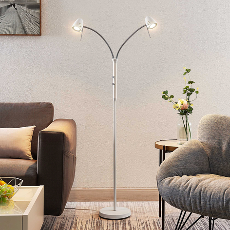 Lindby Heyko LED floor lamp, dimmable, two-bulb