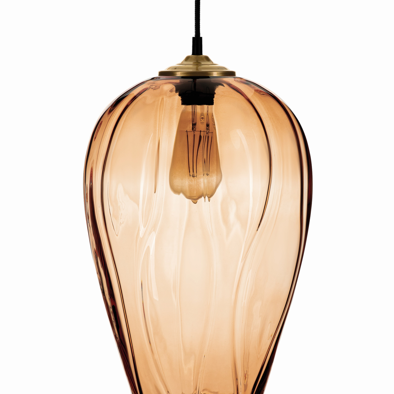 Висяща лампа Linkeus I Стъклен абажур светлокафяв Ø 26cm