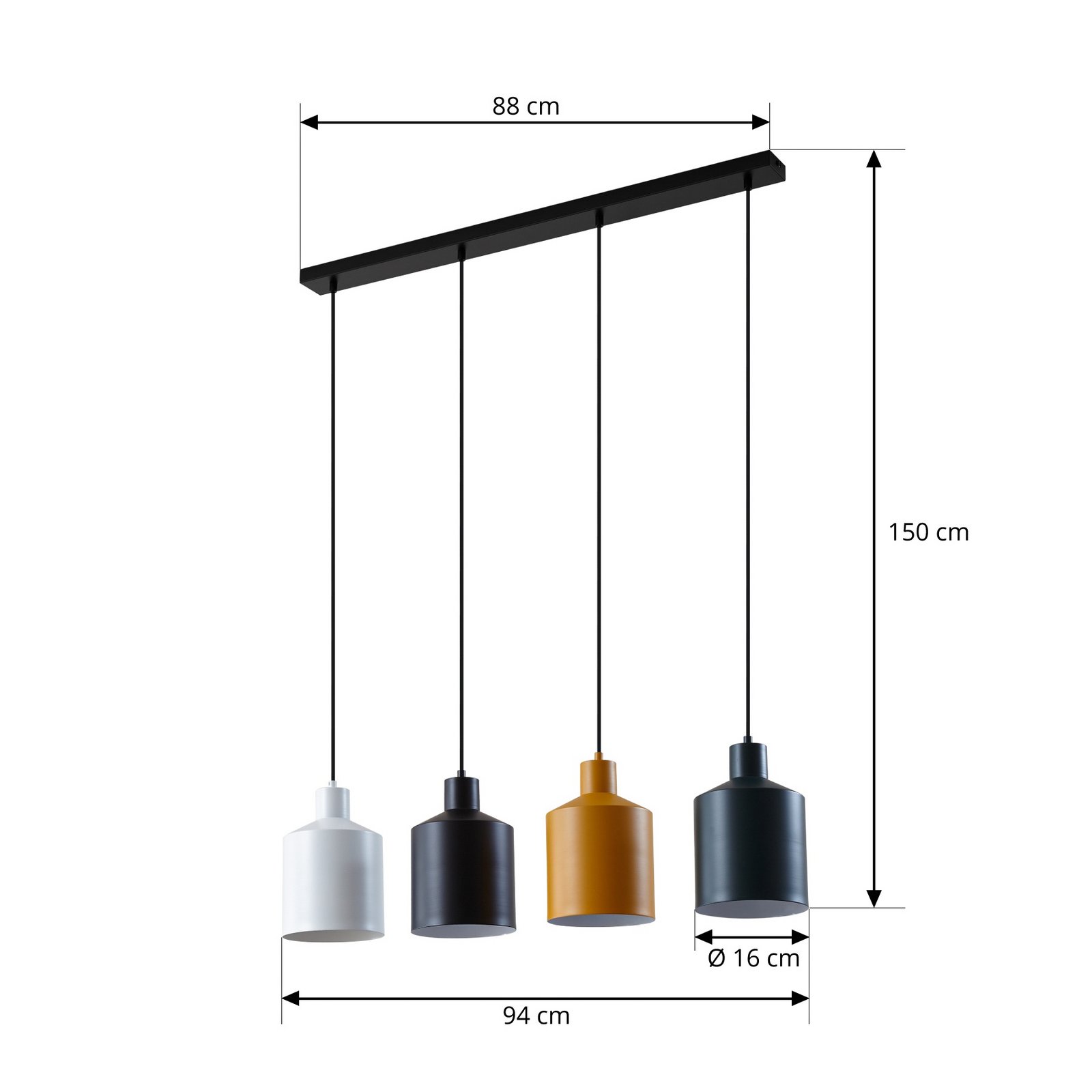 Lindby hanglamp Tirane, kleurrijk, metaal, lengte 94 cm, E27