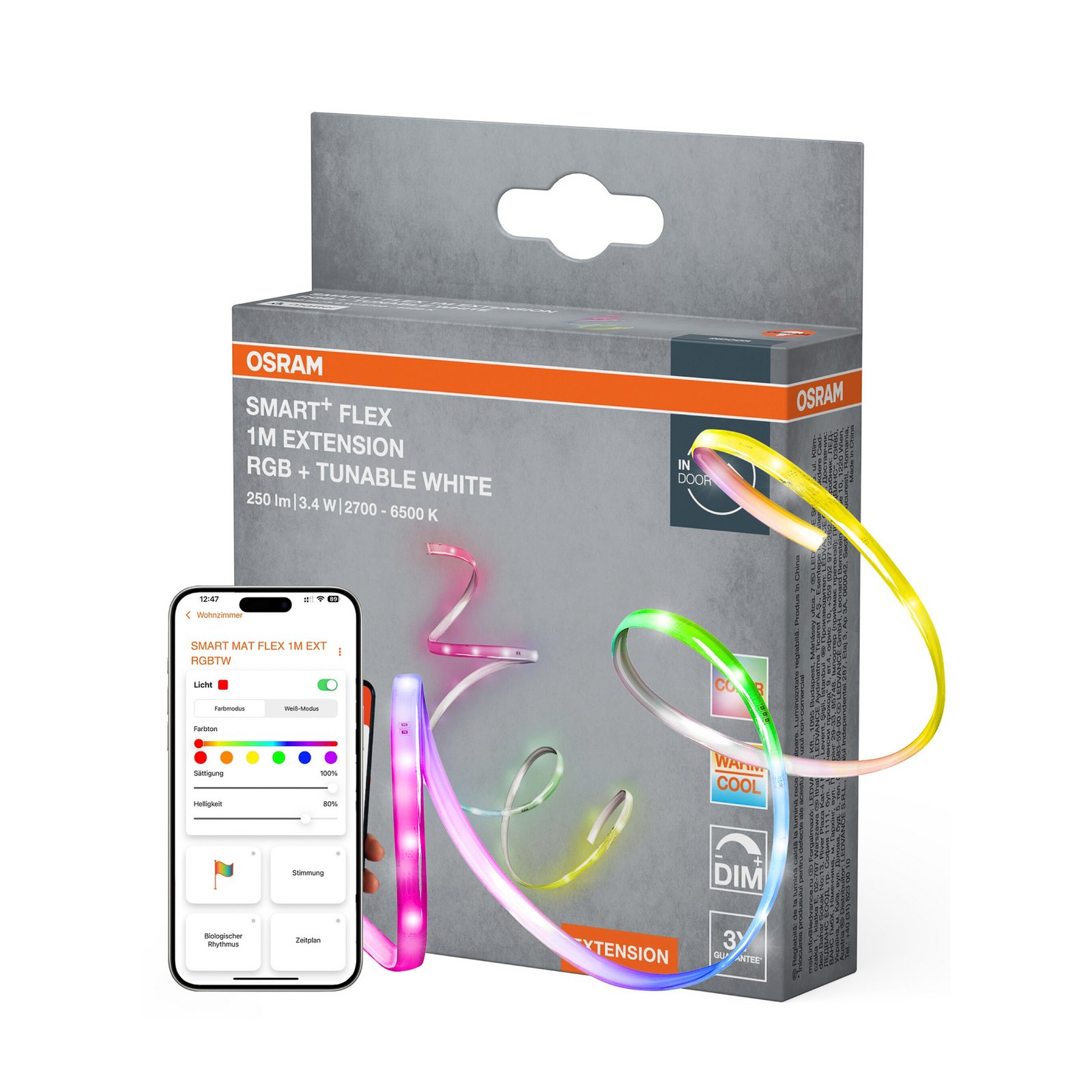 OSRAM SMART+ WiFi LED-list förlängning 1 m CCT RGB matt