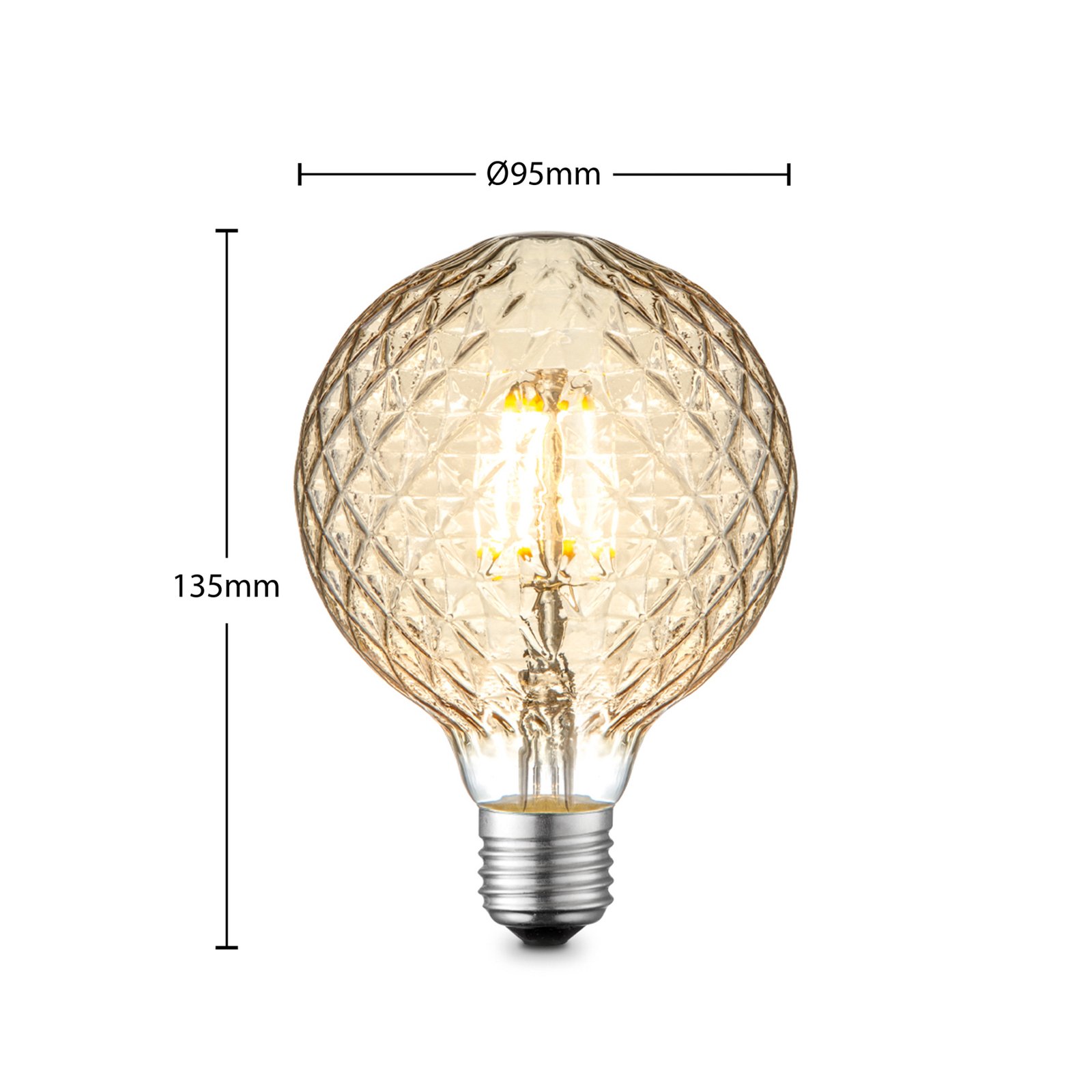 Bombilla LED 4W Amber Facet G95 Regulable E27 - Lucande