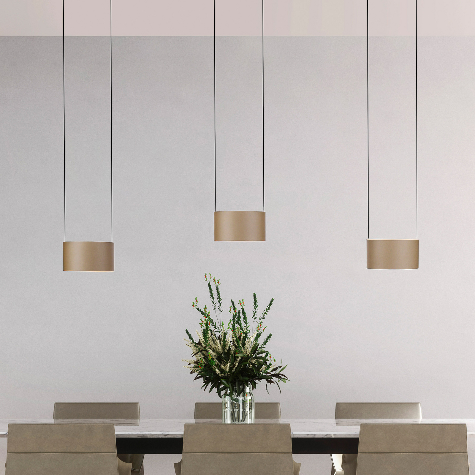 PURE LED-Hängelampe Clipse, bronze, Länge 110 cm, CTT, 6-flg