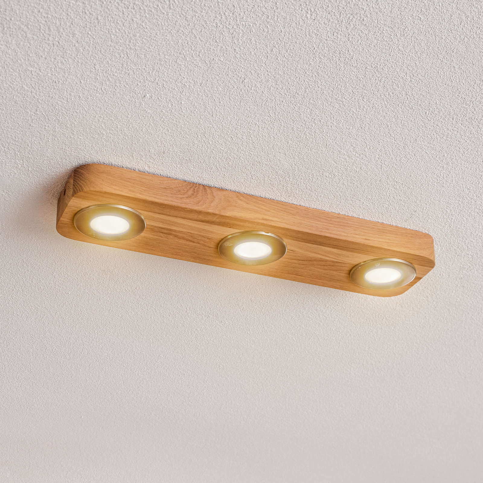 Lámpara de techo Sunniva madera alargada con LEDs