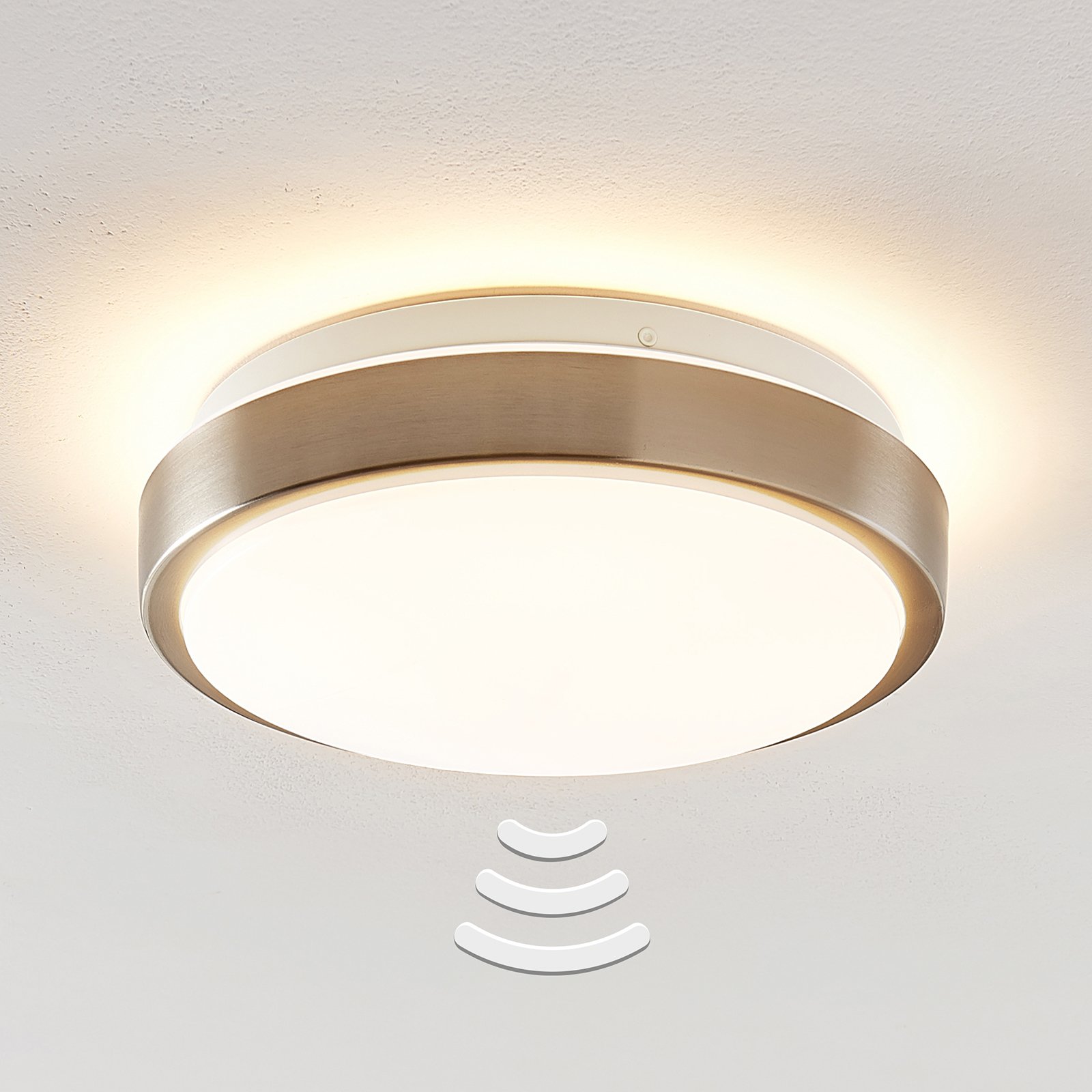 Lindby Camille LED-sensor plafondlamp Ø26cm nikkel