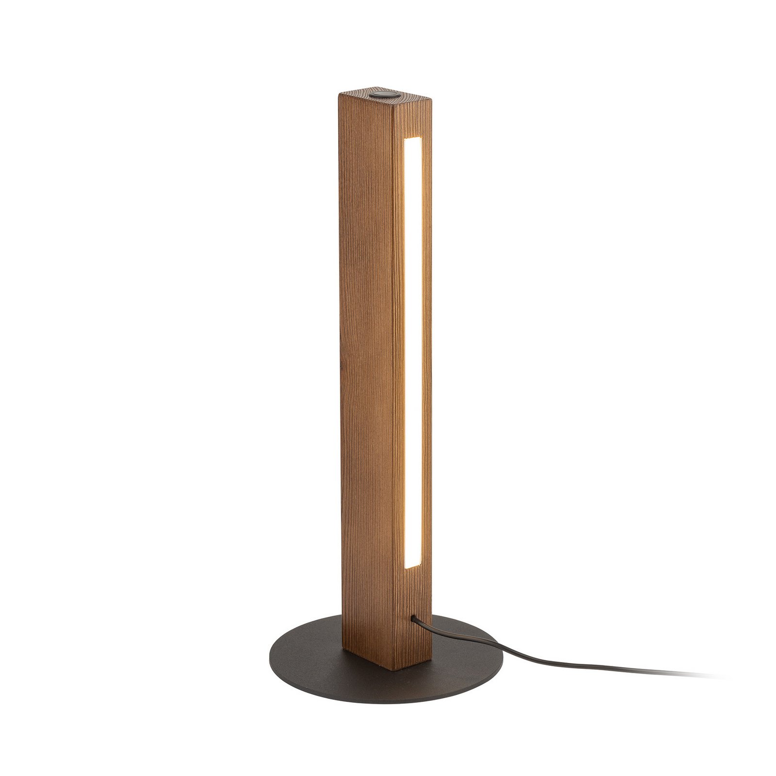 LED wooden table lamp Teo, pine, 42 cm, touch dimmer