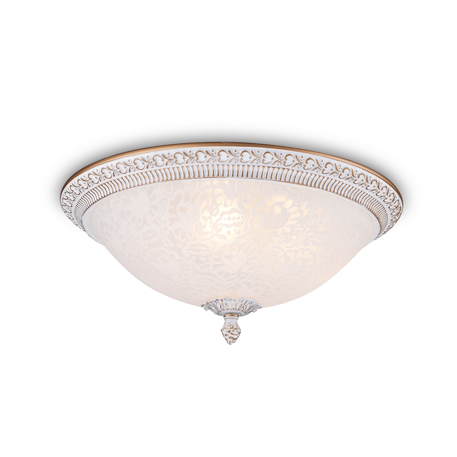 Maytoni Pascal ceiling light, white/gold, Ø 35 cm glass/metal