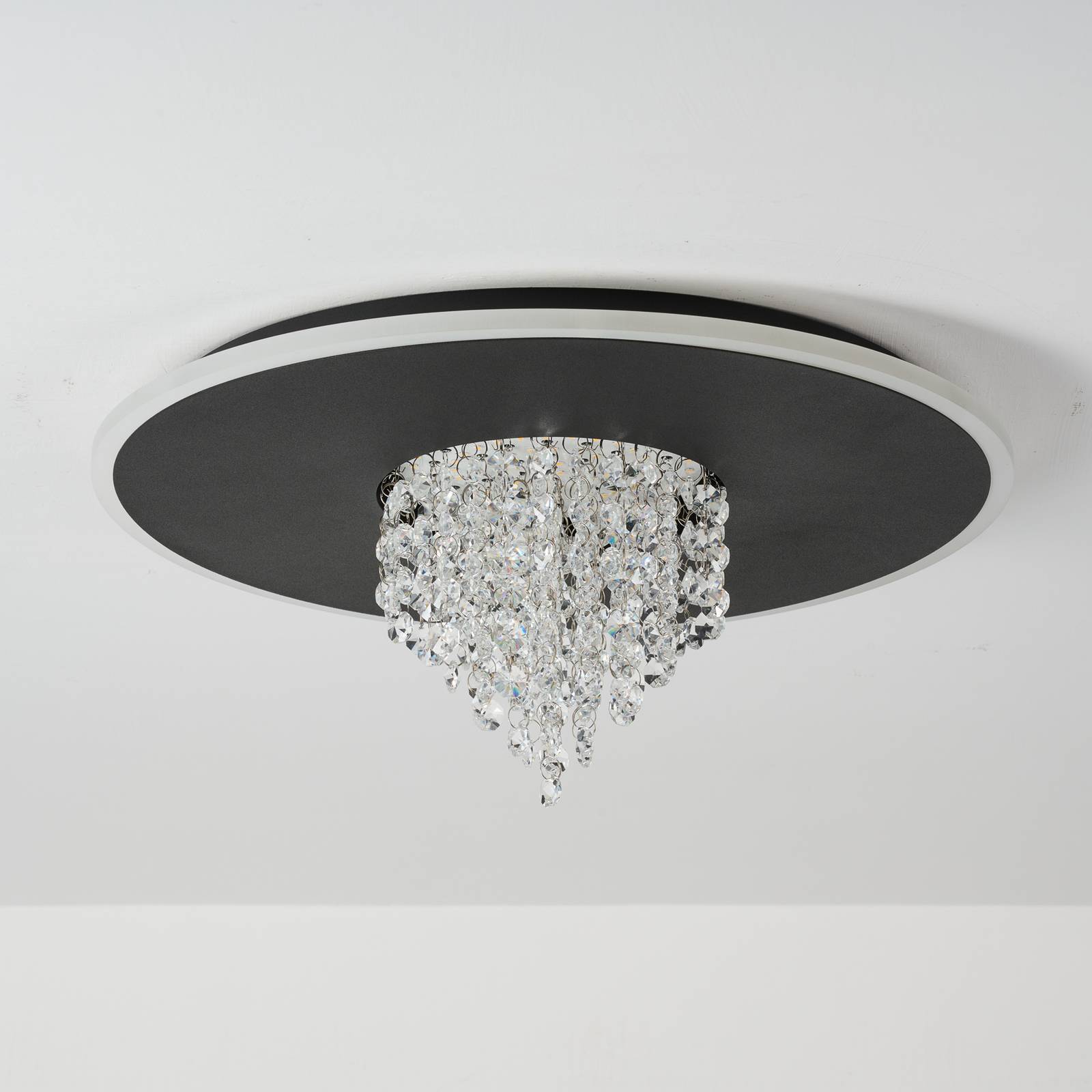 Lampa sufitowa LED Deluge, czarna, Ø 32 cm, metal/akryl