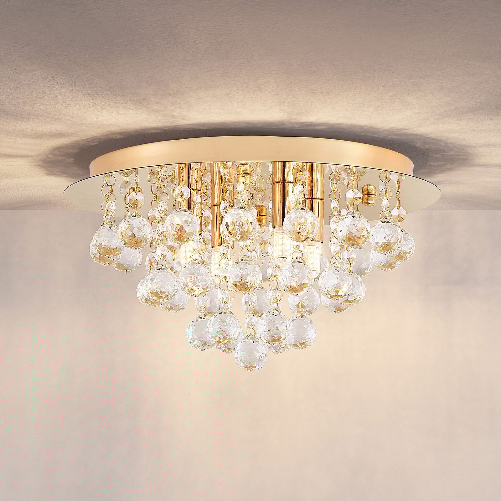 Gillion 4 Lámpara de Techo Crystal/Gold - Lindby