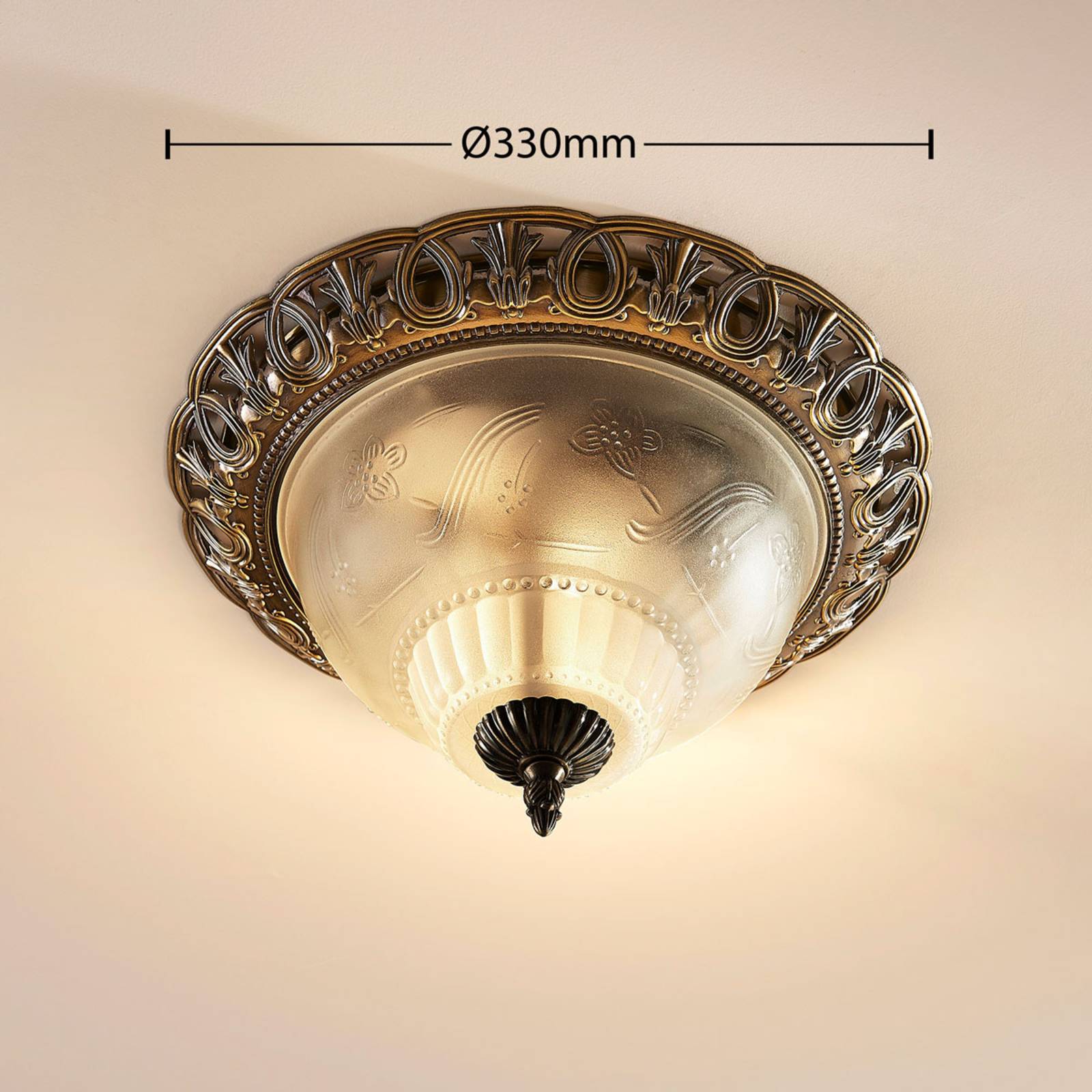 Lampa sufitowa Lindby Anni, klosz z trawionego szkła