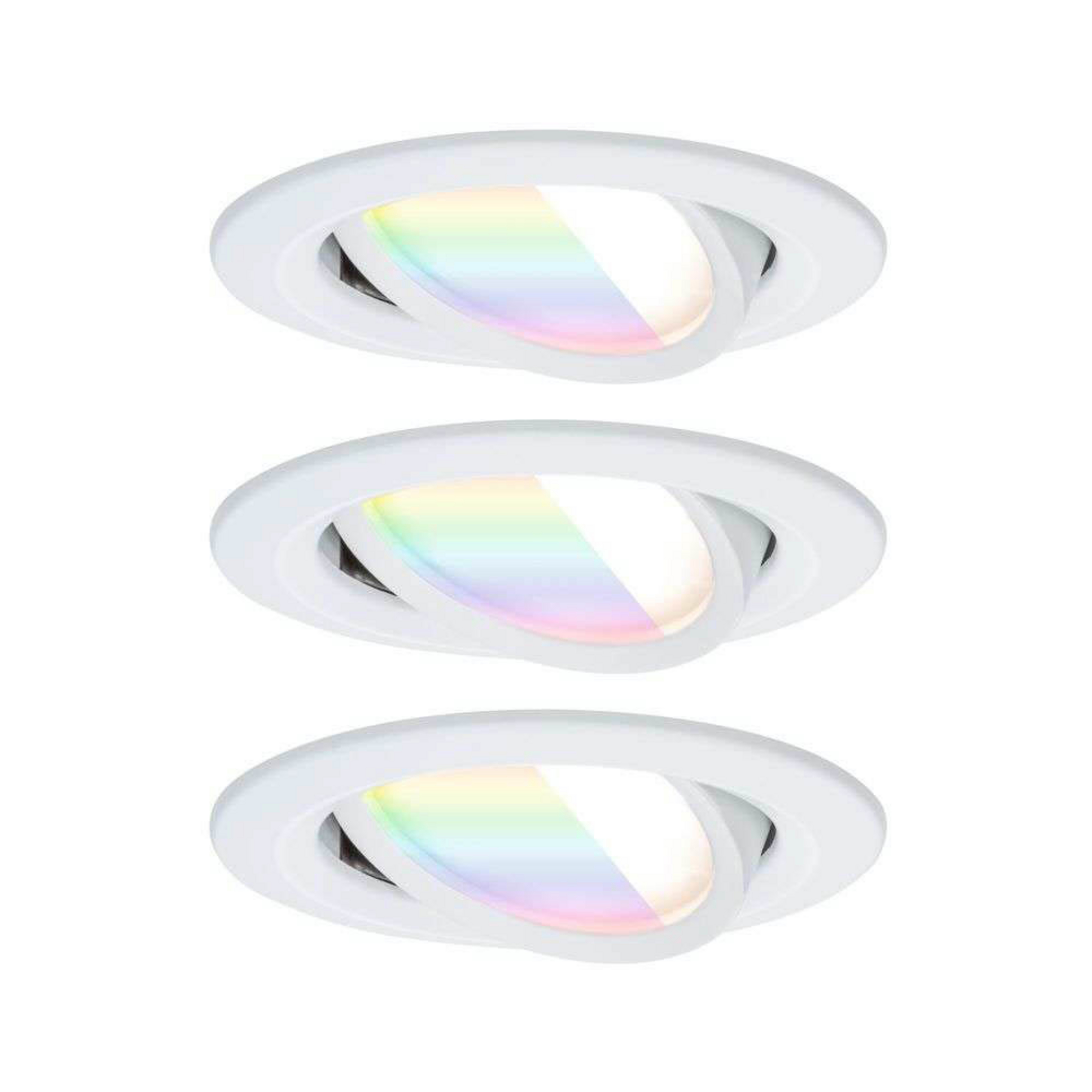 Nova Coin Smart recessed lamp, white, Ø 8.4 cm, RGBW, set of 3 – Paulmann