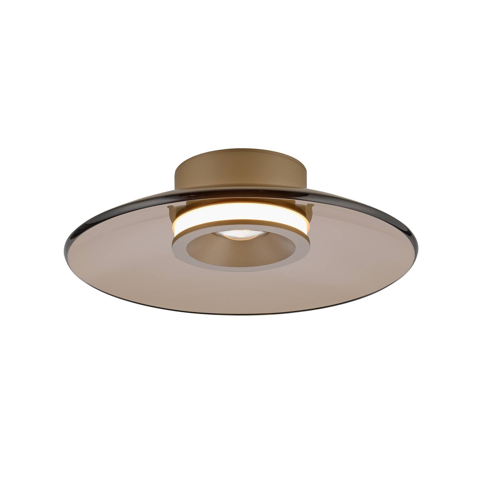 PURE LED-Deckenleuchte Moon bronze Ø 32 cm Glas Aluminium