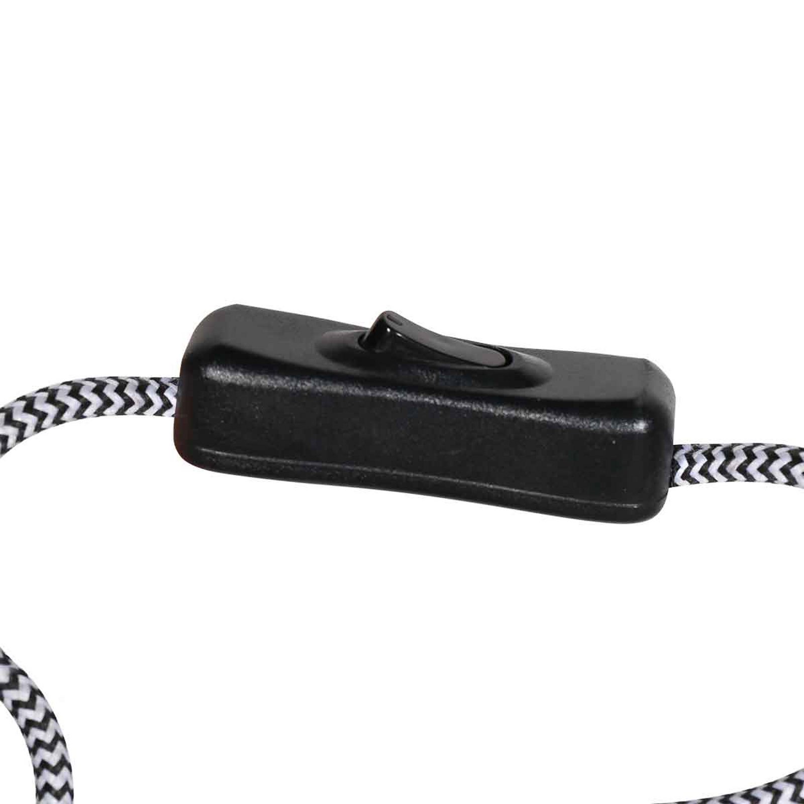 Wandlamp Bloeba, zwart/wit, uitsteek 140 cm, linnen