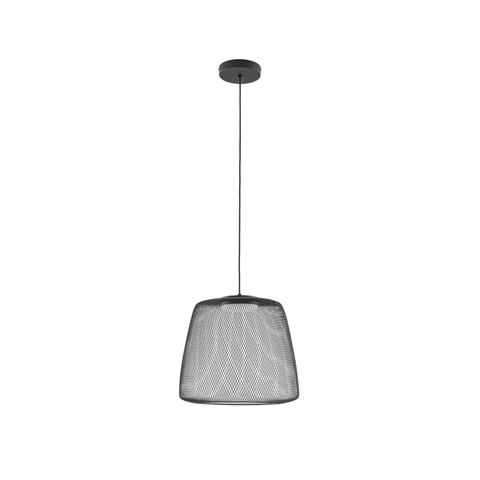 Candeeiro suspenso de exterior LED Lucande Korvyn, preto, Ø50 cm, regulável na