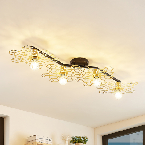 Wandleuchte Alexaru Waben Rauten Weiß Deko Wohnzimmer Flur E27 Lampe Lucande