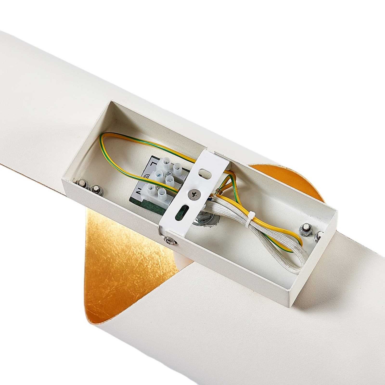 Nástěnné svítidlo Lindby Vanni, bílá/zlatá, kov, výška 52 cm